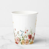 モノグラムイニシャルと名前、フローラ縁ど紙カップ 紙コップ (右)