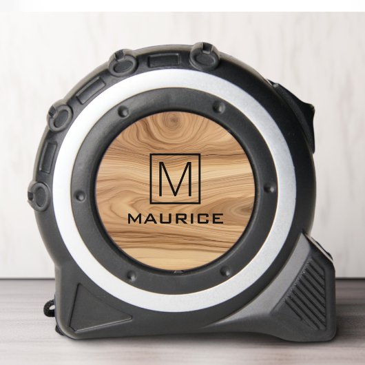 モノグラムイニシャルと名字エレガント木製ルック メジャー