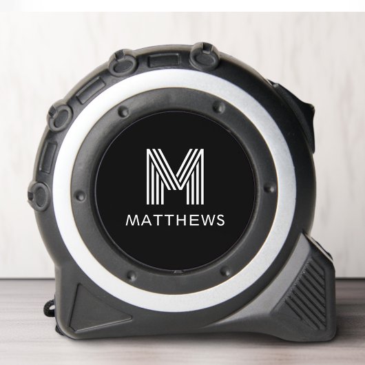 モノグラムイニシャルと姓モダン黒 メジャー