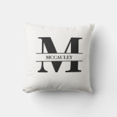 モノグラムイニシャルの姓パーソナライズされた結婚名 クッション (正面)