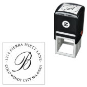 モノグラムイニシャルアドレス結婚またはクラシックのラウンド セルフインキングスタンプ (インサイチュ)