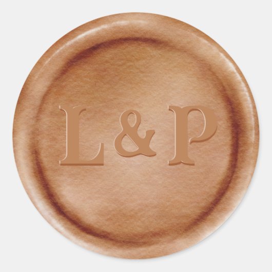 モノグラムイニシャルアンティーク結婚銅ワックスシール ラウンドシール (正面)