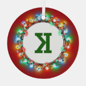 モノグラムイニシャルインホリデーライト ガラスオーナメント (裏面)
