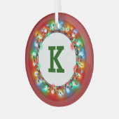 モノグラムイニシャルインホリデーライト ガラスオーナメント (正面左)