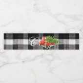 モノグラムイニシャルウォーターボトルラベルクリスマストラックBaf ペットボトルラベル (シングルラベル)