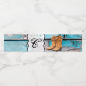 モノグラムイニシャルウォーターボトルラベルブルーウッドバーン ペットボトルラベル (シングルラベル)