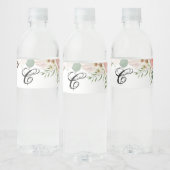 モノグラムイニシャルウォーターボトルラベル幾何学的バラ ペットボトルラベル (ボトル)