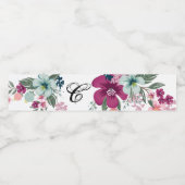 モノグラムイニシャルウォーターボトルラベル熱帯性花 ペットボトルラベル (シングルラベル)