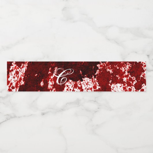 モノグラムイニシャルウォーターボトルラベル血液(ばちゃばちゃ)跳ねる ペットボトルラベル (シングルラベル)