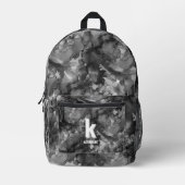 モノグラムイニシャルウォーター色白黒女の子 プリントバックパック (正面)