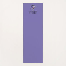 モノグラムイニシャルウオーターカラーフラワーラベンダー ヨガマット