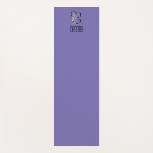 モノグラムイニシャルウオーターカラーフラワーラベンダー ヨガマット (正面)