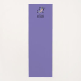 モノグラムイニシャルウオーターカラーフラワーラベンダー ヨガマット