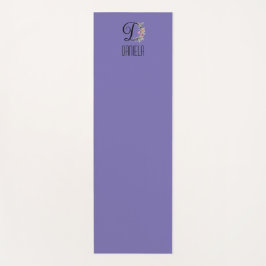 モノグラムイニシャルウオーターカラーフラワーラベンダー ヨガマット