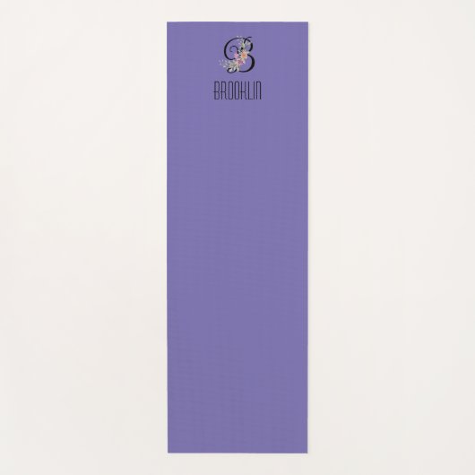 モノグラムイニシャルウオーターカラーフラワーラベンダー ヨガマット (正面)