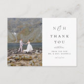 モノグラムイニシャルエレガントアンパサンド結婚フォト サンキューカード (正面)