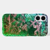 モノグラムイニシャルエレガントフローラグリーンバラ金ゴールド Case-Mate iPhoneケース (裏面 (横))