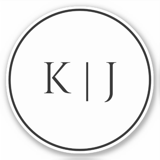 モノグラムイニシャルエレガント名ミニマル結婚の シール (正面)