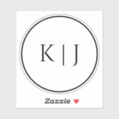 モノグラムイニシャルエレガント名ミニマル結婚の シール (シート)