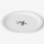 モノグラムイニシャルエレガント名前をカスタムするグレーホワイト ペーパープレート (アングル)