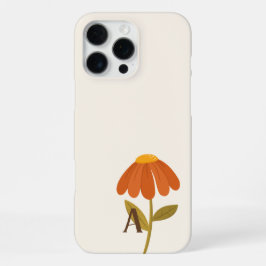 モノグラムイニシャルオレンジのデイジーイラスト iPhone 16 PRO MAXケース