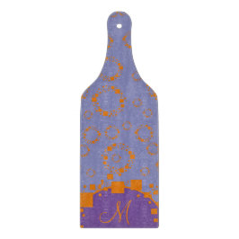 モノグラムイニシャルオレンジパープルサークルスクエアアート カッティングボード