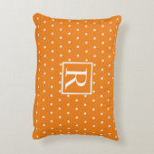 モノグラムイニシャルオレンジホワイト水玉模様カワイイ アクセントクッション (裏面(縦))