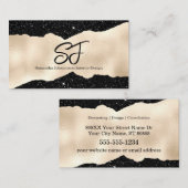 モノグラムイニシャルオンラグジュアリーブラック&金ゴールド 名刺 (正面/裏面)