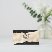 モノグラムイニシャルオンラグジュアリーブラック&金ゴールド 名刺 (スタンド正面)