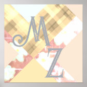 モノグラムイニシャルカスタム幾何学的抽象芸術プレイド ポスター (正面)