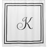 モノグラムイニシャルカスタム白黒スクリプト名 シャワーカーテン (正面)