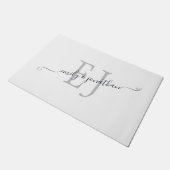 モノグラムイニシャルカップルネームホワイト ドアマット (アングル)