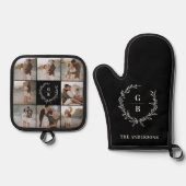 モノグラムイニシャルカップル家族リース数々の写真 鍋つかみ&鍋敷きセット (正面)