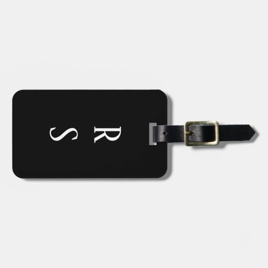モノグラムイニシャルギフト白黒名前をカスタムする ラゲッジタグ (正面横)