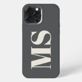 モノグラムイニシャルクリームとグレー iPhoneケース (裏面)