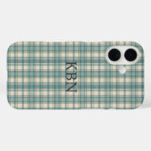 モノグラムイニシャルグリーンブルーベージュの市松模様タータン Case-Mate iPhoneケース (裏面 (横))