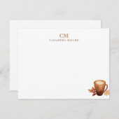 モノグラムイニシャルコーヒー愛好家 ノートカード (正面/裏面)