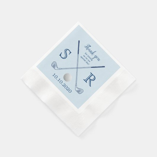 モノグラムイニシャルゴルフクラブカクテルパーティーナプキン 縁ありカクテルナプキン (角)