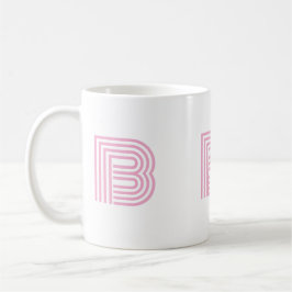 モノグラムイニシャルシンプルモダンピンク コーヒーマグカップ