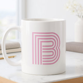 モノグラムイニシャルシンプルモダンピンク コーヒーマグカップ
