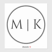 モノグラムイニシャルシンプル名ミニマル結婚の シール (シート)