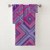 モノグラムイニシャルジオパープルピンクダイヤモンドパターン バスタオルセット (インサイチュ)