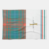 モノグラムイニシャルスクリプトプレイド素朴ホリデー キッチンタオル (横)