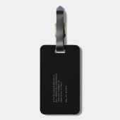 モノグラムイニシャルスクリプト名差出人住所ブラック ラゲッジタグ (裏面縦)