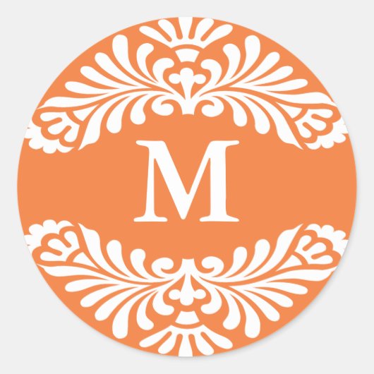 モノグラムイニシャルスタンプ：：サンゴバラ – オレンジ ラウンドシール (正面)