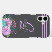 モノグラムイニシャルストライプズダークグレー Case-Mate iPhoneケース (裏面 (横))