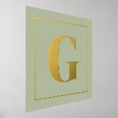 モノグラムイニシャルセージ緑の任意の色の背景 箔ポスター (レイダウン)