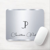 モノグラムイニシャルタイポグラフィシルバールックテンプレート マウスパッド (マウス)