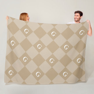 モノグラムイニシャルダイヤモンド – ラグジュアリールックブランケット フリースブランケット