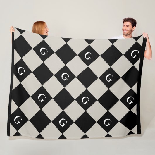 モノグラムイニシャルダイヤモンド – ラグジュアリールックブランケット フリースブランケット (インサイチュ)
